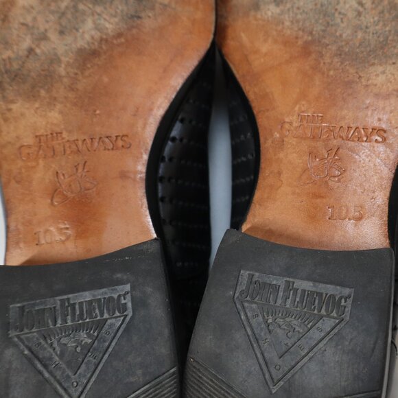 John Fluevog Mens The Gateways Sather Black Slip On Loafer Size 10.5 Leather - Picture 8 of 10